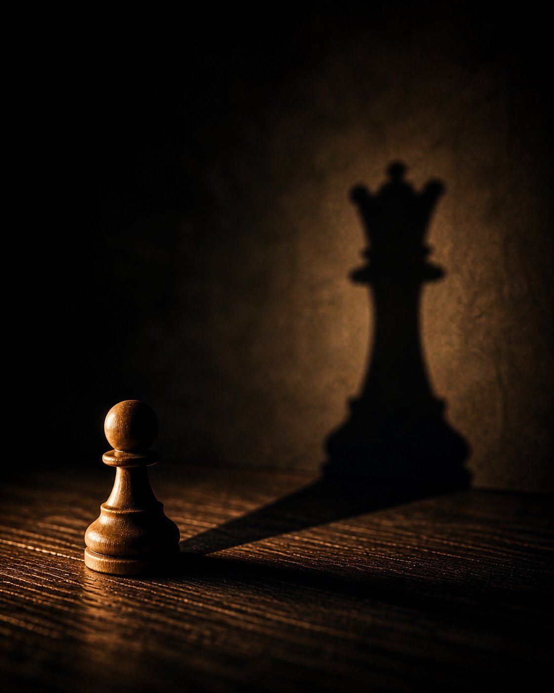 Schachbauer wirft den Schatten einer Dame