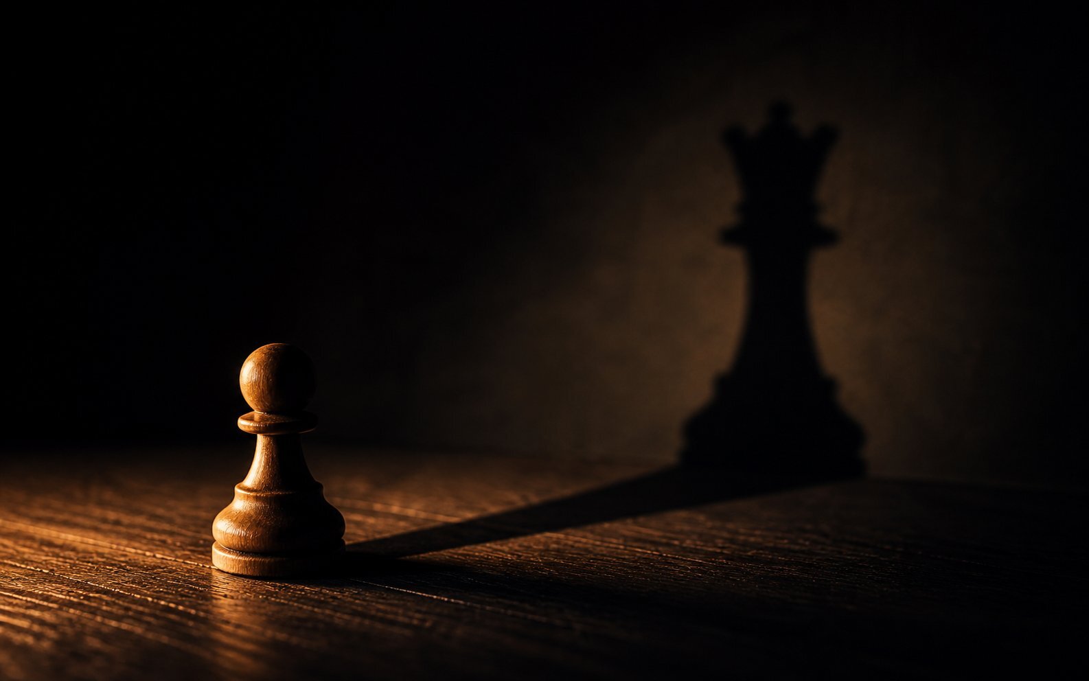 Schachbauer wirft den Schatten einer Dame